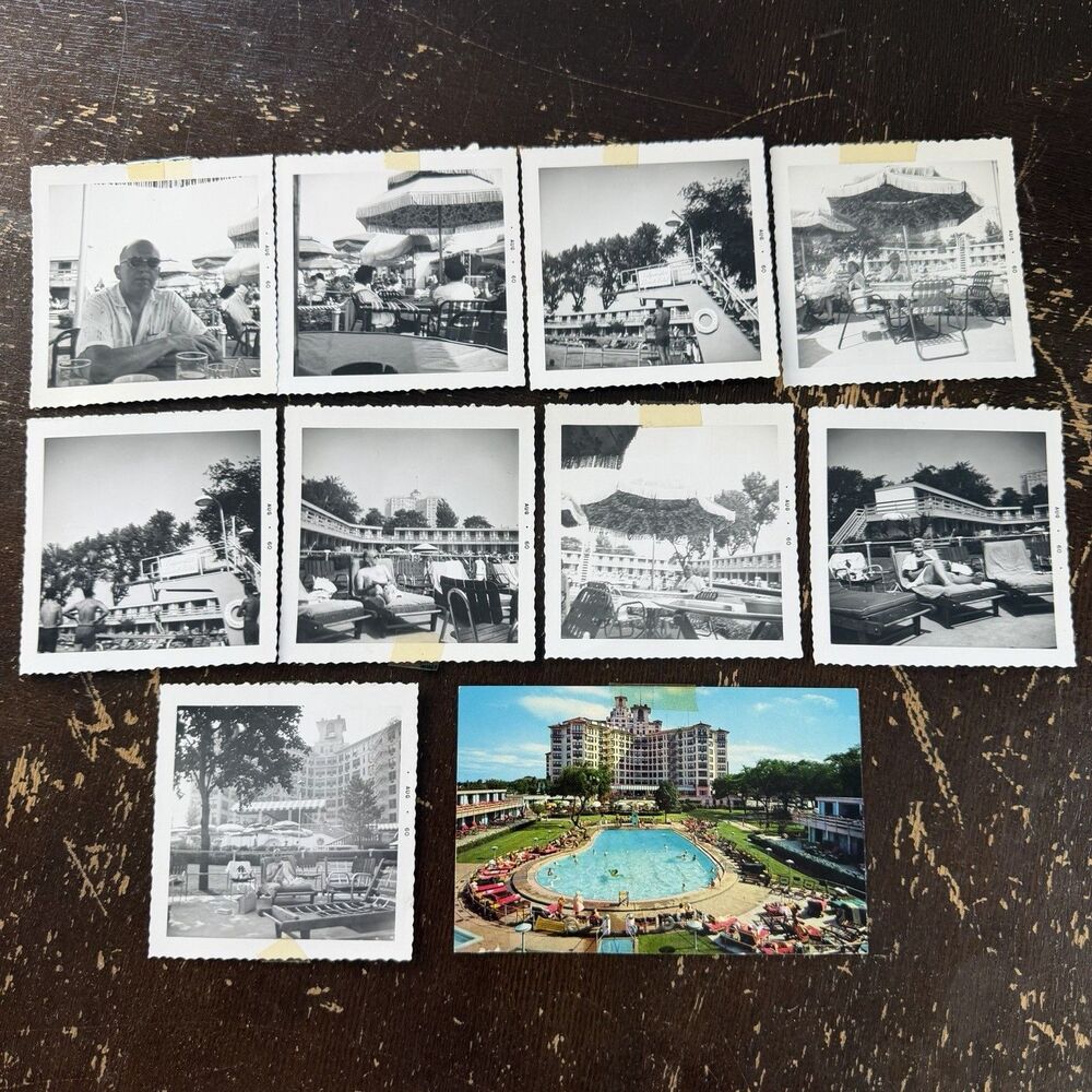 Edgewater Beach Hotel Chicago Vintage 1960 9 Original Photographs & 1 Postcard